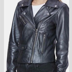 PAIGE Ashby Moto Leather Jacket Size Large NWT Pearlized Black